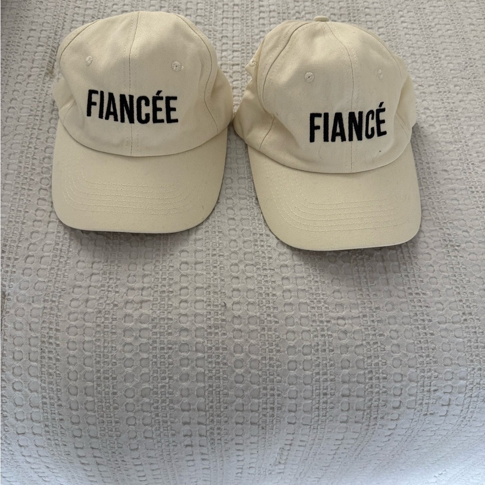 Fiancée and Fiancé engagement baseball hats